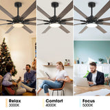 Ventilador de techo moderno Teresa de 165 cm con aspas de doble cara con mando a distancia y luz LED