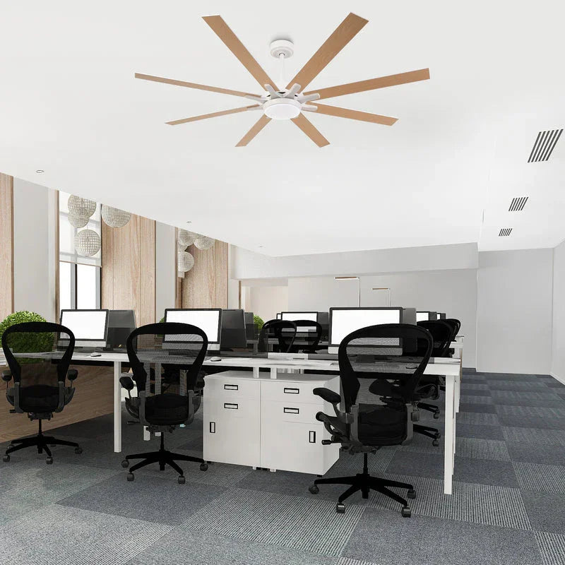 Ventilador de techo moderno Teresa de 165 cm con aspas de doble cara con mando a distancia y luz LED