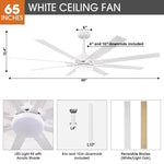 Ventilador de techo moderno Teresa de 165 cm con aspas de doble cara con mando a distancia y luz LED