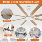 Ventilador de techo moderno Teresa de 165 cm con aspas de doble cara con mando a distancia y luz LED