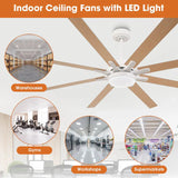Ventilador de techo moderno Teresa de 165 cm con aspas de doble cara con mando a distancia y luz LED