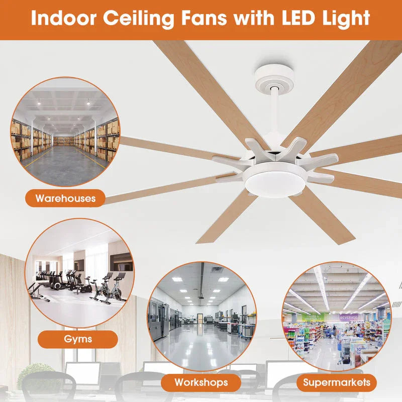 Ventilador de techo moderno Teresa de 165 cm con aspas de doble cara con mando a distancia y luz LED