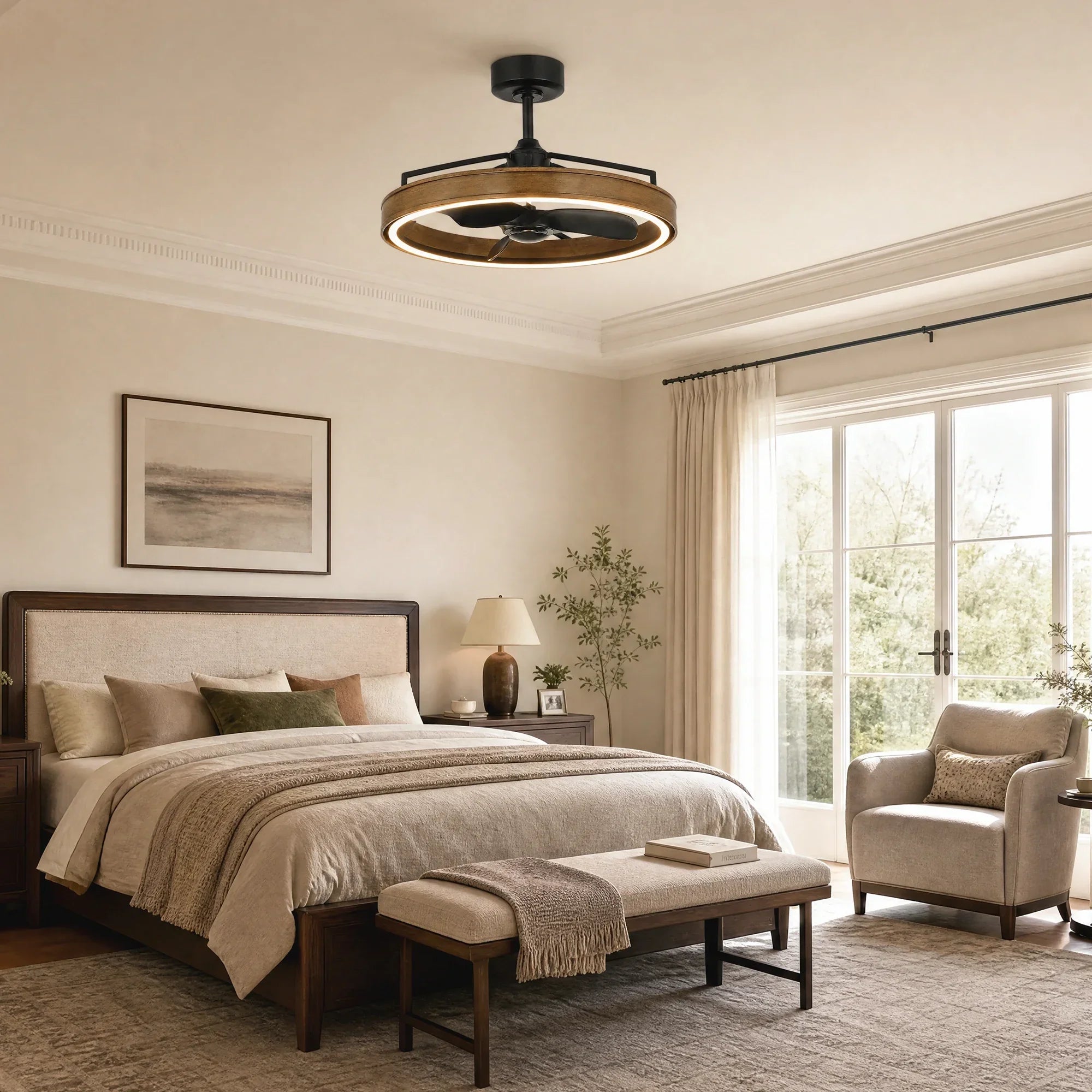 BEXLEY Ceiling Fan Ø69 cm with LED Light and Hidden Blades