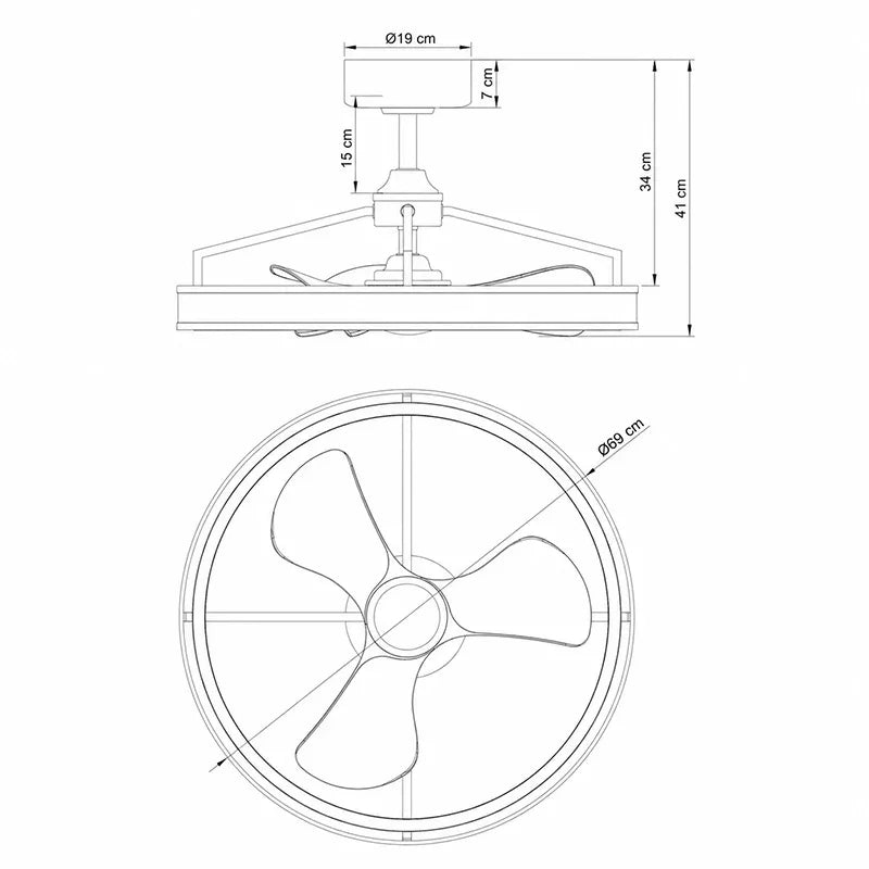 BEXLEY Ceiling Fan Ø69 cm with LED Light and Hidden Blades
