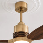 Louise Soft Brass Ceiling Fan Ø142 cm with LED Light and 100% Solid Wood Blades