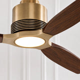 Louise Soft Brass Ceiling Fan Ø142 cm with LED Light and 100% Solid Wood Blades