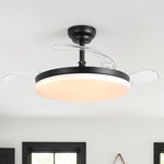 Ventilador de techo Cielo motor DC ultrasilencioso negro de Ø100 cm con 3 aspas retráctiles y luz LED