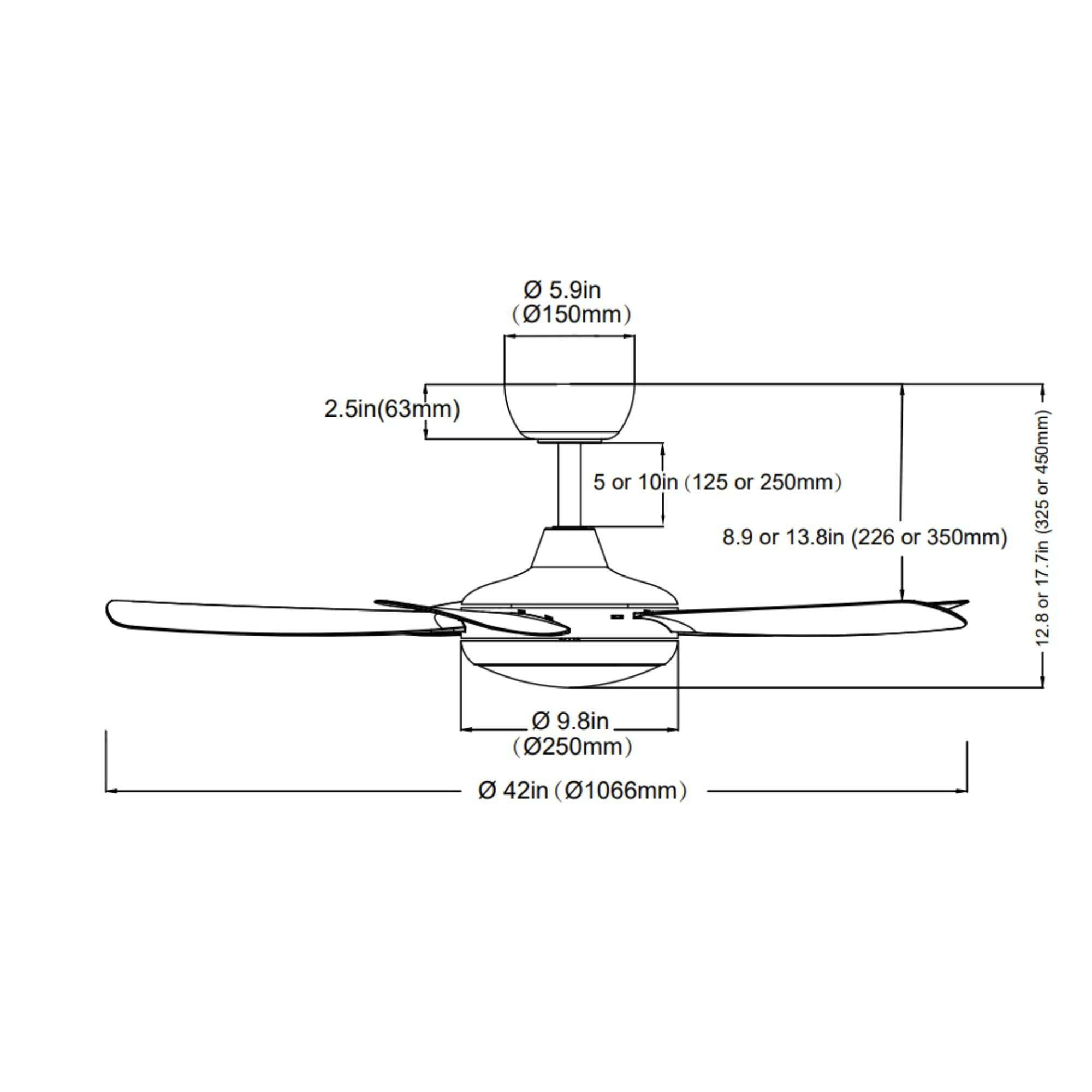 Ventilador de techo silencioso Ella en blanco de Ø106 cm con 5 aspas y luz LED