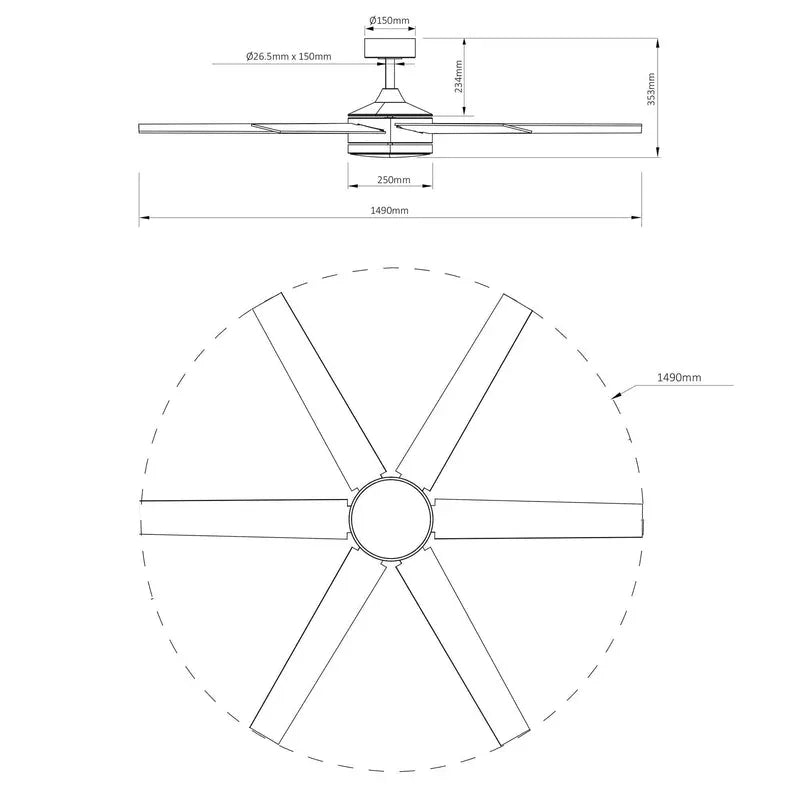 Ventilador de techo moderno Volga Ø152cm Motor DC con mando a distancia