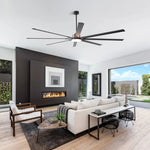 Ventilador HVLS negro de Ø213 cm / Ø254 cm, ventilador de techo grande con luz y mando a distancia