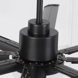 Ventilador HVLS negro de Ø213 cm / Ø254 cm, ventilador de techo grande con luz y mando a distancia