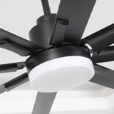 Ventilador HVLS negro de Ø213 cm / Ø254 cm, ventilador de techo grande con luz y mando a distancia