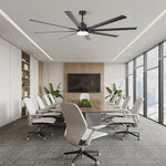 Ventilador HVLS negro de Ø213 cm / Ø254 cm, ventilador de techo grande con luz y mando a distancia