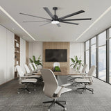 Ventilador HVLS negro de Ø213 cm / Ø254 cm, ventilador de techo grande con luz y mando a distancia