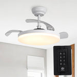 Ventilador de techo Raydon motor DC ultrasilencioso Ø106 cm con aspas retráctiles y luz LED