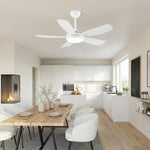 Ventilador de techo silencioso Ella en blanco de Ø106 cm con 5 aspas y luz LED