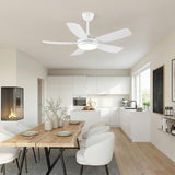 Ventilador de techo silencioso Ella en blanco de Ø106 cm con 5 aspas y luz LED