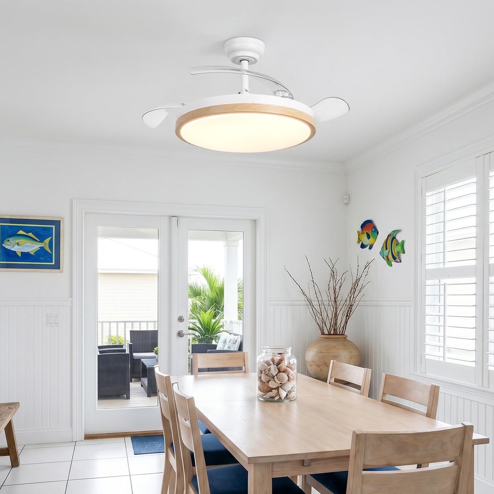 Ventilador de techo ultrasilencioso Luzia de Ø106 cm con 3 aspas retráctiles y luz LED