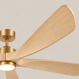 Ventilador de techo Vesta de Soft Brass/madera clara de Ø152 cm con luz LED y aspas de madera maciza 100% 