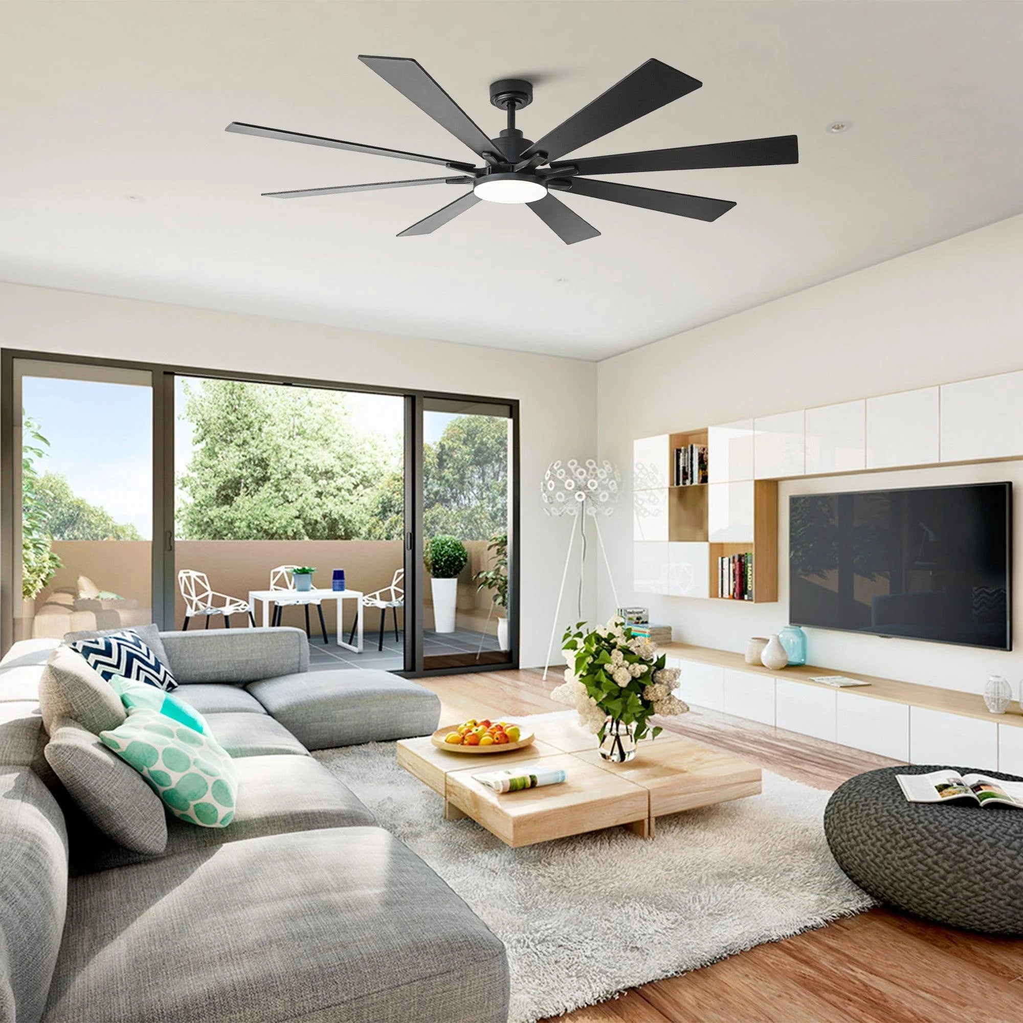 Ventilador de techo moderno Elbe Ø189 cm con luz y mando a distancia
