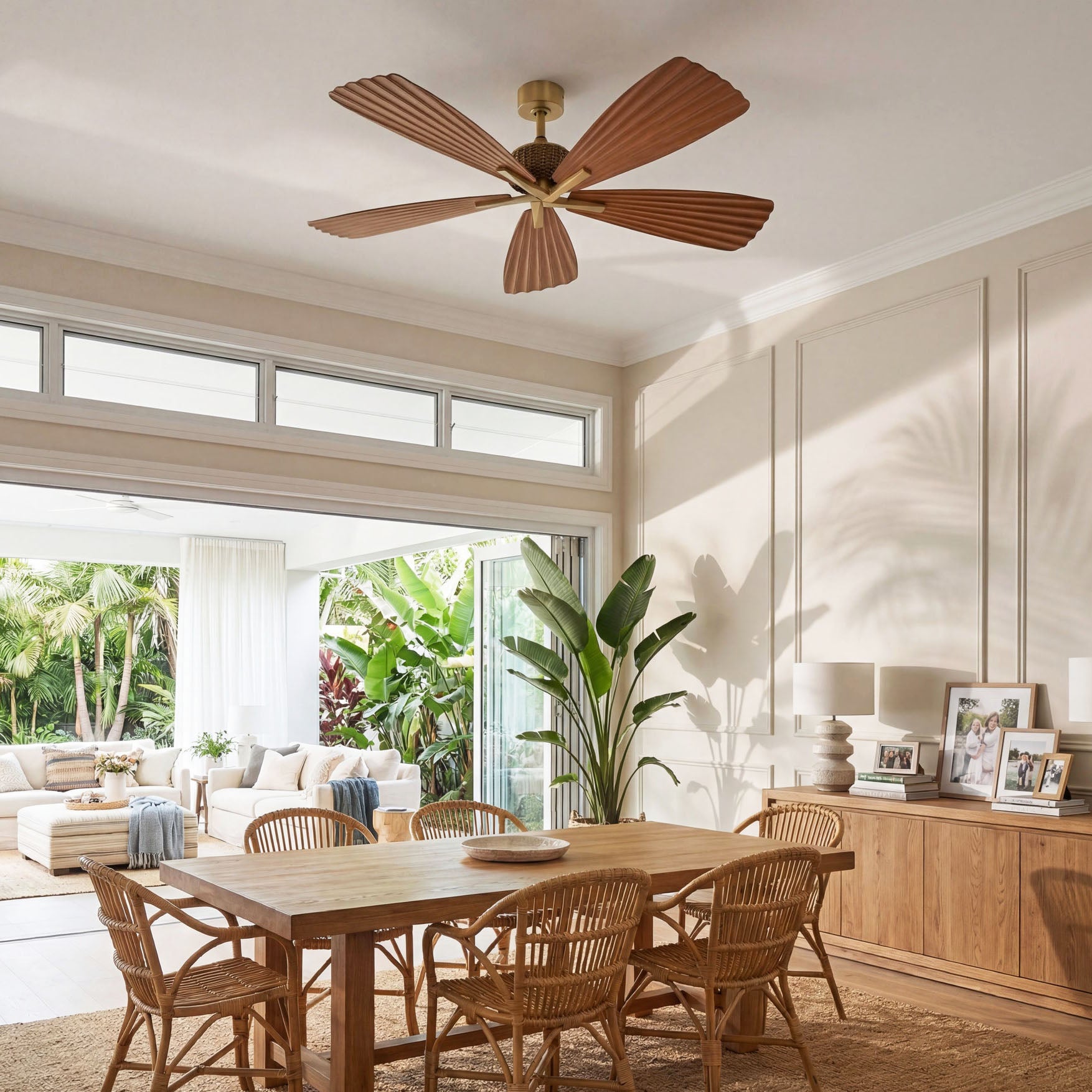 Ventilador de techo Palma de Ø142 cm con aspas escultóricas estilo hoja de palmera