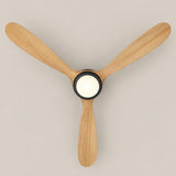 Ventilador de techo Mavren negro/madera clara de Ø132 cm con luz LED y aspas de madera maciza 100% 