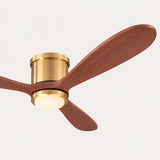 Ventilador de techo Mavren Soft de latón/cherry con Ø132 cm, luz LED y aspas de madera maciza 100% 