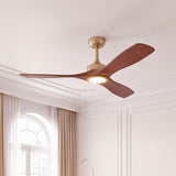 Ventilador de techo Livia en Soft Brass/Cerezo Ø132 cm con luz LED y aspas de madera maciza 100%