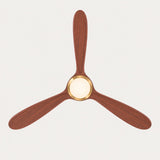 Ventilador de techo Mavren Soft de latón/cherry con Ø132 cm, luz LED y aspas de madera maciza 100% 