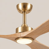 Ventilador de techo Livia de Soft Brass/madera clara Ø152 cm con luz LED y aspas de madera maciza 100% 