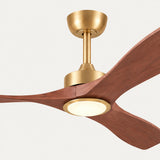 Ventilador de techo Livia en Soft Brass/Cerezo Ø132 cm con luz LED y aspas de madera maciza 100%