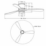 Ventilador de techo Mavren negro y nogal oscuro de Ø132 cm con luz LED y aspas de madera maciza 100% 