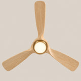 Ventilador de techo Elva Soft Brass/madera clara de Ø112 cm con luz LED y aspas de madera maciza 100% 