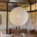 Pantalla de lámpara colgante de lino color blanco roto hecha a mano LUNA Ø de 50 cm, estilo escandinavo Japandi, accesorio de iluminación natural