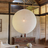 Pantalla de lámpara colgante de lino color blanco roto hecha a mano LUNA Ø de 50 cm, estilo escandinavo Japandi, accesorio de iluminación natural
