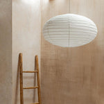 Lámpara colgante de lino DOME Oval Ø de 60 cm, luz de techo natural escandinava Japandi