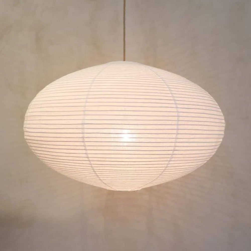 Lámpara colgante de lino DIXON Oval Ø de 60 cm, estilo escandinavo Japandi, accesorio de iluminación natural