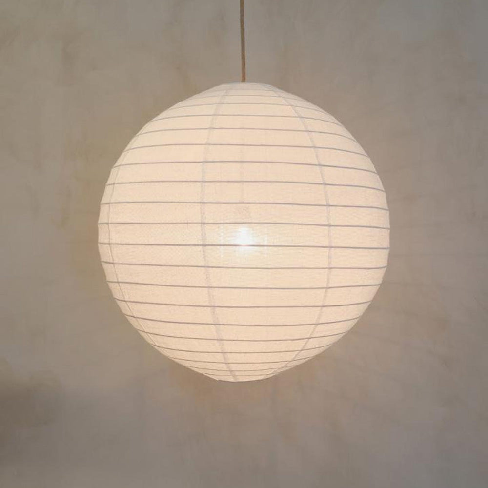 Pantalla de lámpara colgante de lino color blanco roto hecha a mano LUNA Ø de 50 cm, estilo escandinavo Japandi, accesorio de iluminación natural