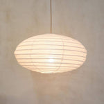 Lámpara colgante de lino DOME Oval Ø de 60 cm, luz de techo natural escandinava Japandi