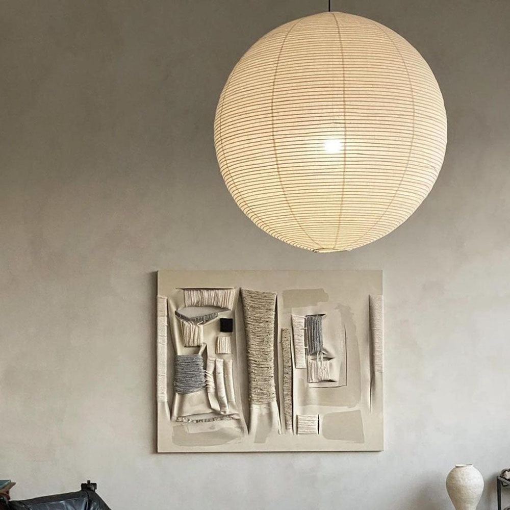 EMPIRE Off-White Ø Pantalla de lámpara colgante de lino de 50 cm, accesorio de iluminación natural escandinavo Japandi