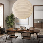 Pantalla de lámpara colgante de lino color blanco roto hecha a mano LUNA Ø de 50 cm, estilo escandinavo Japandi, accesorio de iluminación natural