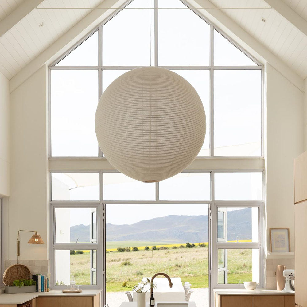 EMPIRE Off-White Ø Pantalla de lámpara colgante de lino de 50 cm, accesorio de iluminación natural escandinavo Japandi