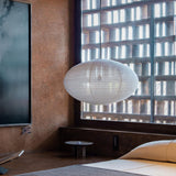 Lámpara colgante de lino DIXON Oval Ø de 60 cm, estilo escandinavo Japandi, accesorio de iluminación natural
