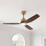 Ventilador de techo Louise de latón suave Ø142 cm con luz LED y aspas de madera maciza 100%