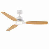 Ventilador de techo Louise blanco y madera natural Ø142 cm con aspas 100% de madera maciza