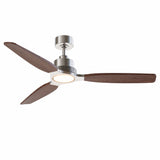 Ventilador de techo Louise níquel cepillado y nogal oscuro Ø142 cm con aspas 100% de madera maciza