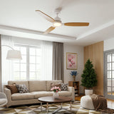 Ventilador de techo Louise blanco y madera natural Ø142 cm con aspas 100% de madera maciza