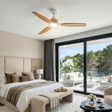 Ventilador de techo Louise blanco y madera natural Ø142 cm con aspas 100% de madera maciza