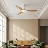 Ventilador de techo Louise blanco y madera natural Ø142 cm con aspas 100% de madera maciza