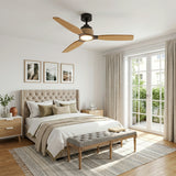 Ventilador de techo Louise negro y nogal oscuro Ø142 cm con aspas 100% de madera maciza